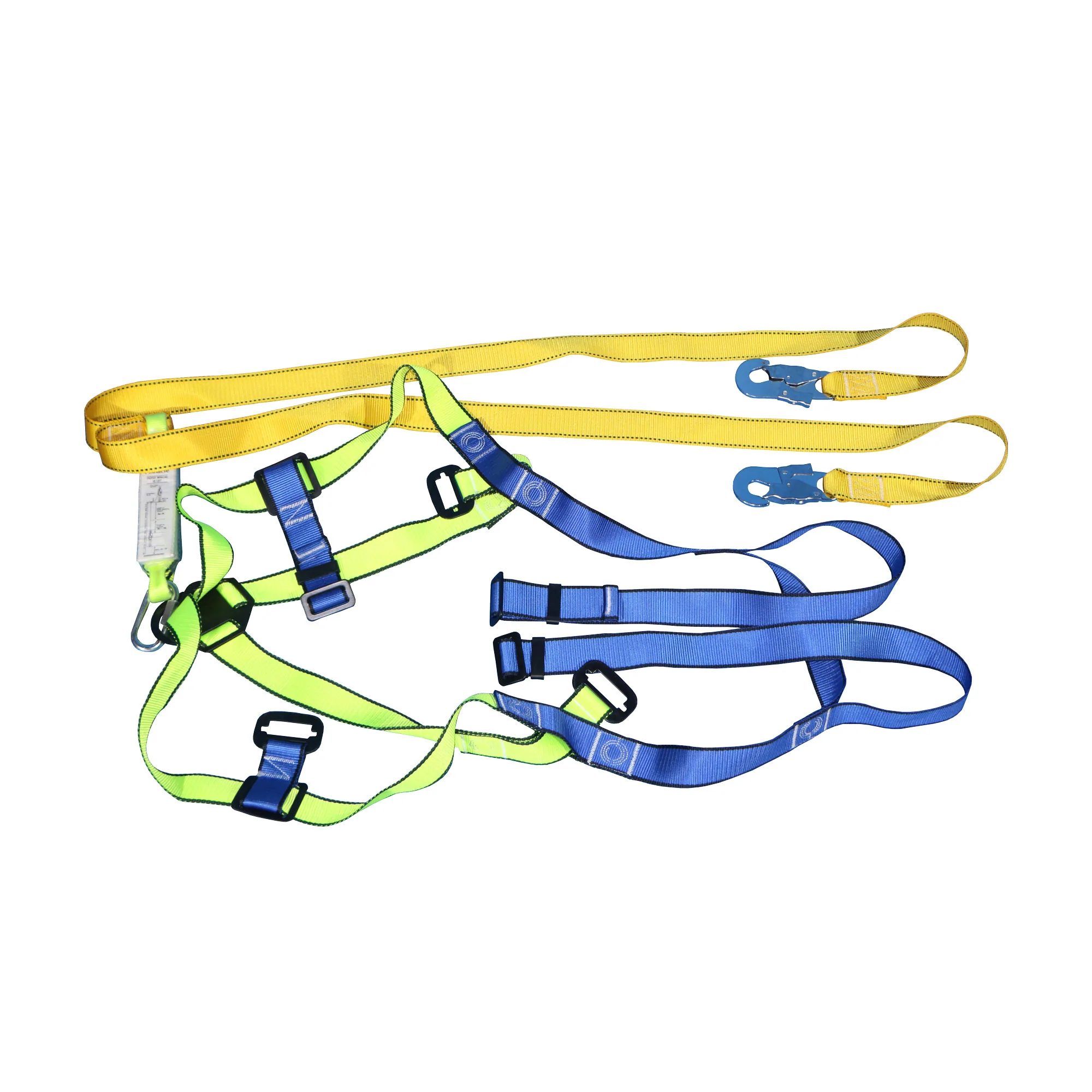 Double lanyard full body harness with snap hook